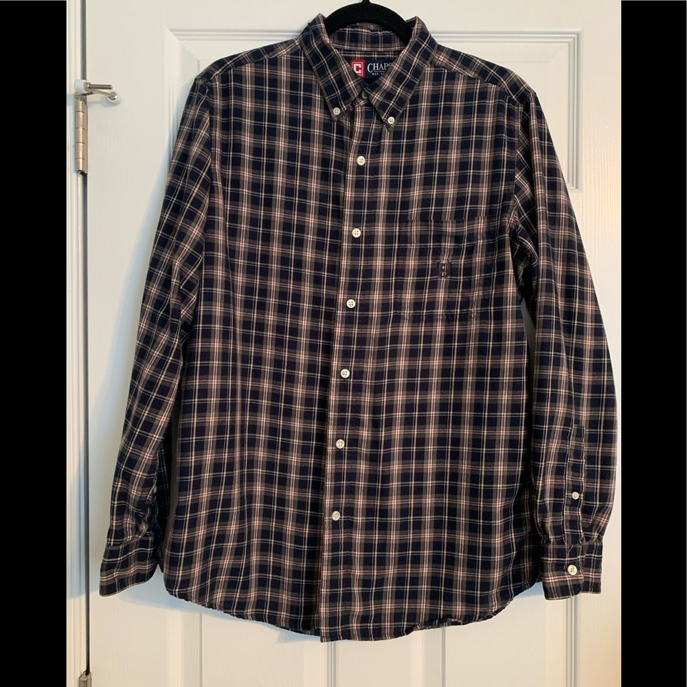 Chaps Long Sleeve Plaid Button Up Shirt Medium
